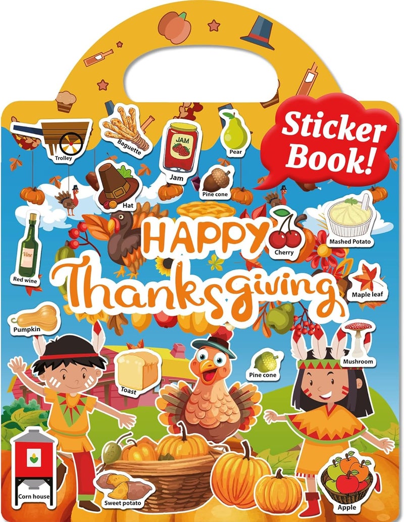 Benresive Reusable Sticker Books for Toddlers, Fun Travel Stickers for Kids, Toddler Sticker Book, Crafts Activities for Toddlers, 3 and Up Birthady Gifts - Thanksgiving - Image 1
